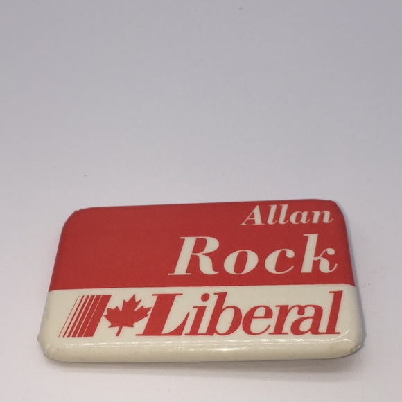 Allan Rock Liberal Pinback Voting Campaign Advertising Promo Canada Flag Vintage - Picture 3 of 6